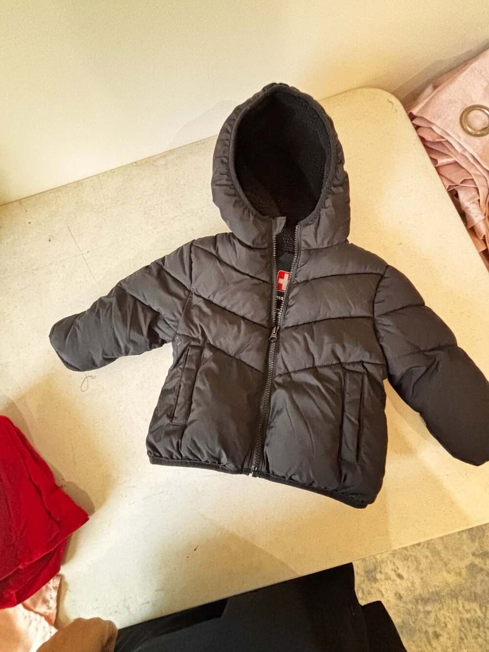 Swiss Tech Black Winter Puffer Jacket with Hood Size 18M